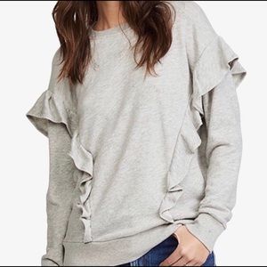 Joie Agnia ruffle heather grey cotton sweatshirt Sz large